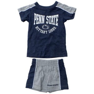navy, gray, and white infant t-shirt & short set with Penn State Nittany Lions